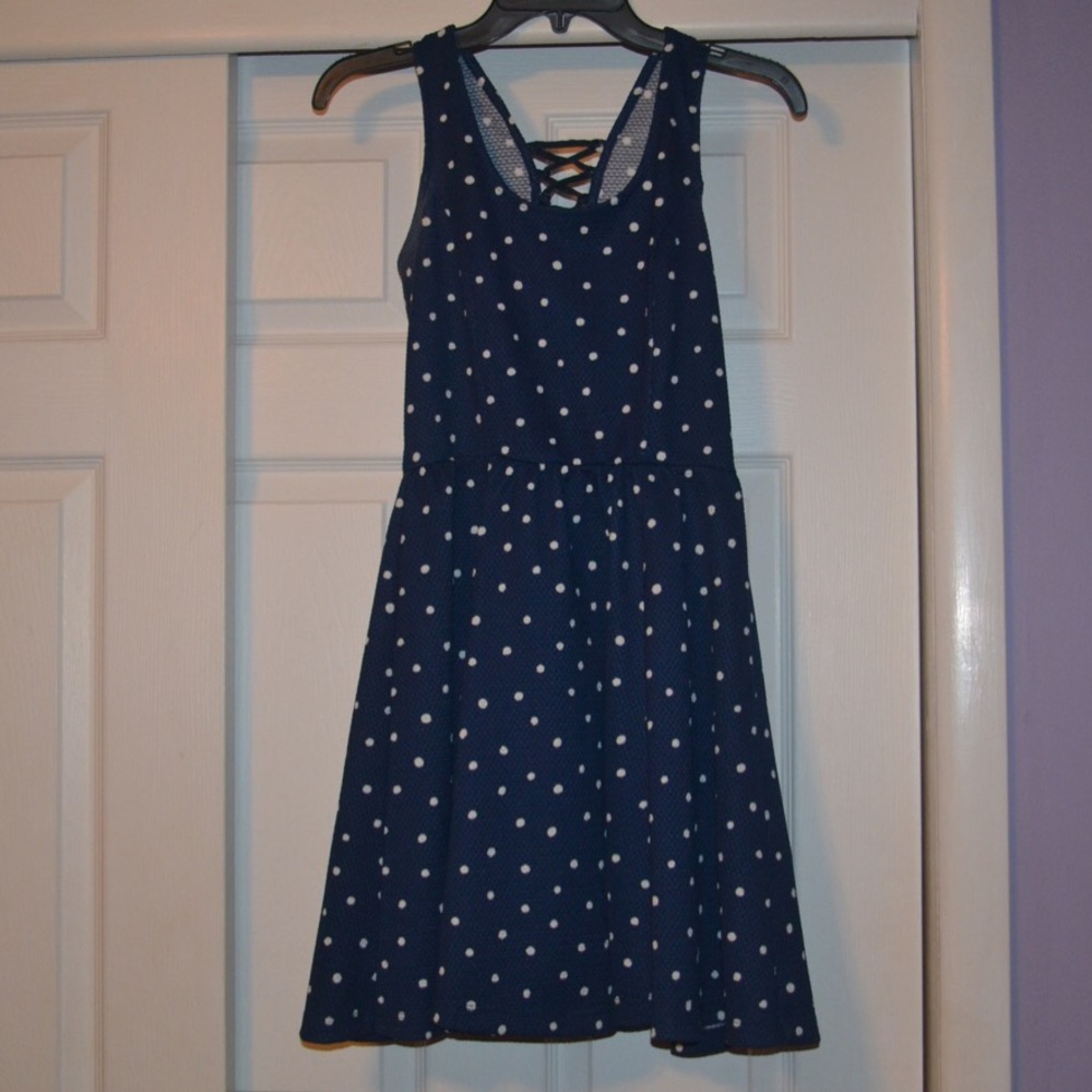 Blue and White Polka Dot Dress